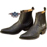 Herren Damen Western Cowboy Biker Leder Stiefelette Boots »WB-08« Schwarz - Schwarz - 38