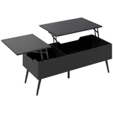 COSTWAY Couchtisch (1-St), höhenverstellbar, Wohnzimmertisch mit Stauraum, Holz schwarz
