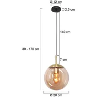 Steinhauer Pendelleuchte BOLLIQUE, E27, Ø 20 cm, messing,