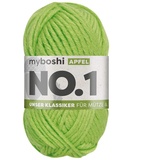 myboshi No.1 Wolle zum Häkeln und Stricken, Schnellstrickgarn, langlebige Mützenwolle, Strickwolle, Häkelwolle, mulesing-frei, 50g, Ll 55m Grün (Apfel) 1 Knäuel
