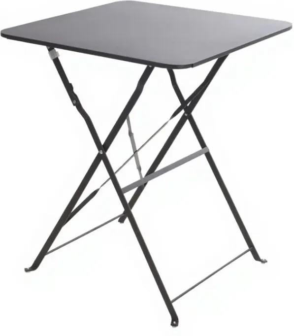 Antrazitgrauer Metall-Klappgartentisch 60 x 60 x 71 cm, 1 Stück, geeignet für Innen- und Außenbereich