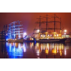 Fototapete PAPERMOON "PIRATENSCHIFFE-PIRATEN SCHIFFE PIRAT SCHIFF KÜSTE MEER", bunt, B:3,00m L:2,23m, Vlies, Tapeten