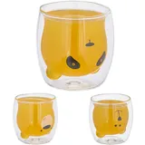 Relaxdays Doppelwandige Gläser Bär 0,3 l Transparent 3 St.