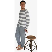 Phil & Co. Berlin Pyjama Monday grau/gestreift XL