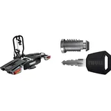 Thule EasyFold XT Fahrradträger für Anhängerkupplung 2 Fahrräder Silber & 450800 One-Key 8 System 8 Pack, Silber/schwarz