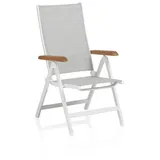 Kettler Granada Klappsessel verstellbar Aluminium/Outdoorgewebe Weiß Hellgrau - 2 Jahre Gewährleistung - mind. 14 Tage Rückgaberecht - Weiß