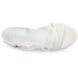 LASCANA Riemchenschuh mit Absatz, High-Heel-Sandalette romantische Sandalette, Sommerschuh weiß 38