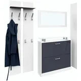 Garderobenset Garderobe Paneel Schuhschrank Spiegel Flur Hochglanz Weiß Finn - Weiß-Graphit HG