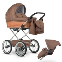 Kinderwagen mit Weidenkorb Babyschale und Isofix optional Retro by SaintBaby Coffee R38 2in1 ohne Babyschale