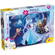 Lisciani Liscianigiochi 74006 Puzzle 2 in 1 doppelseitig Plus 24 Stück Frozen Die Eiskönigin - Disney, Mehrfarbig, 50X35 cm