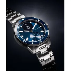 Withings ScanWatch Nova 42 mm blau, FKM-Armband mit Edelstahlschnalle silber