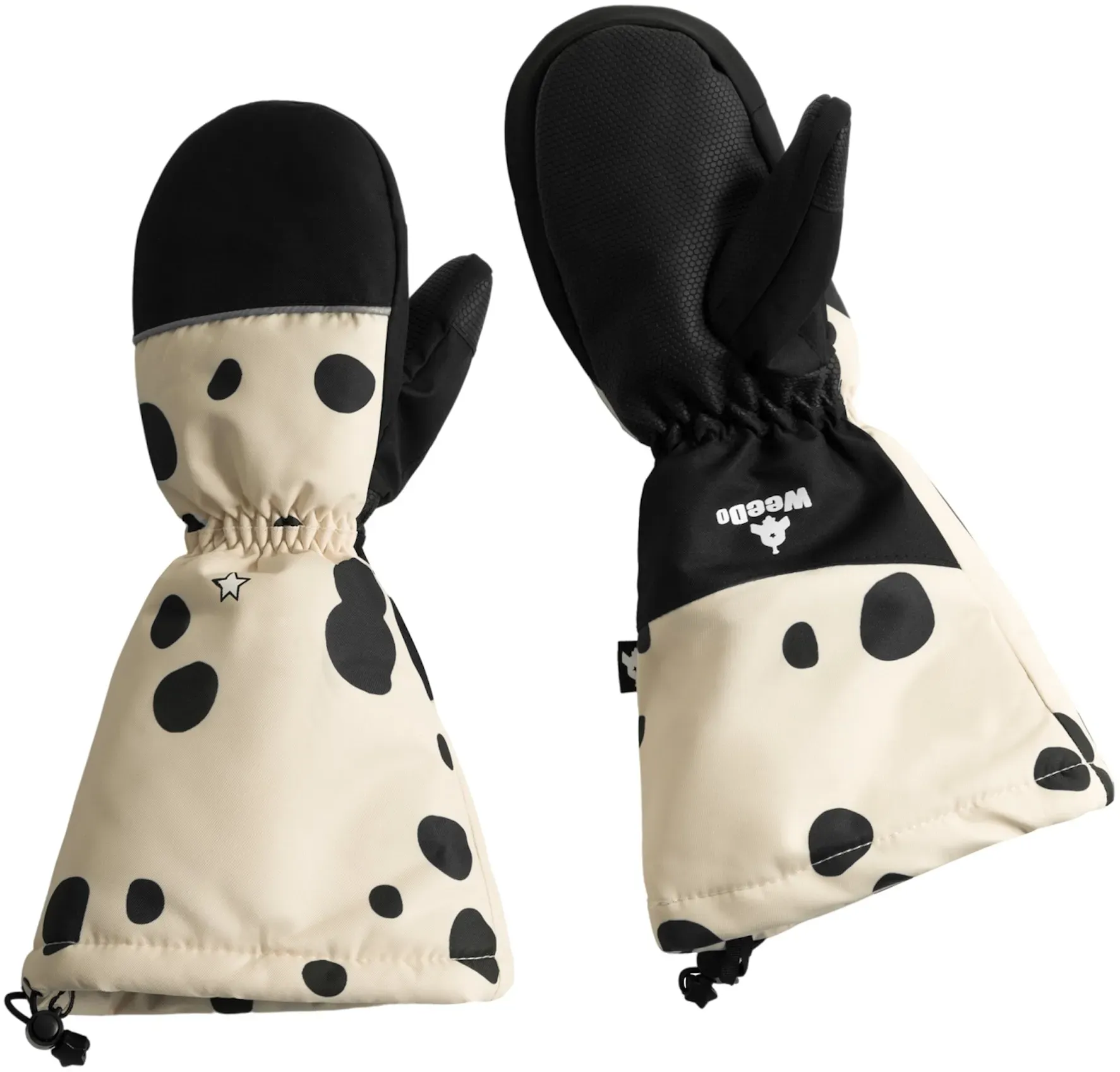 Fäustlinge WEEDO "PUPPYDO" Gr. 17cm, beige (print, schwarz) Kinder Handschuhe Robuste Fäustlinge mit extra langen Manschetten