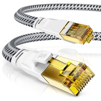 CSL - 20m CAT 7 Netzwerkkabel Flach 40 Gbits - Baumwollmantel - LAN Kabel Patchkabel Datenkabel - CAT.7 Gigabit RJ45 Ethernet Cable - 10000 Mbits Geschwindigkeit - Flachbandkabel - Verlegekabel