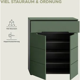 Home Affaire REHAT 80 x 94 x 37 cm 2 Türen, 1 Schubkasten, 4 Fächer grau / grau