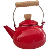 Milageto Emaillierter Teekessel, Porzellan-Emaillierter Teekessel, 1,5 l, mit Griff, Retro-Wasserkessel, Kaffeekanne für Restaurant, Zuhause, Tee, Kaffee, Rot