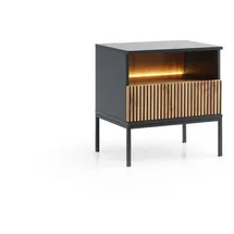 bettso Nachttisch, SENTINO / Schwarz, Graphit Eiche wotan - Schwarz