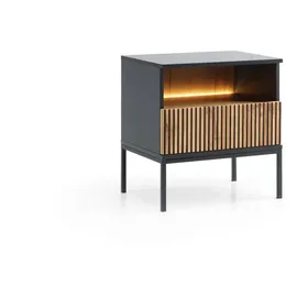 bettso Nachttisch, SENTINO / Schwarz, Graphit Eiche wotan - Schwarz