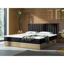 Mirjan24 Boxspringbett Harmony, Polsterbett mit zwei Bettkästen, Doppelbett mit Topper, Stilvoll Schlafzimmer (Soro 100, Größe: 160x200 cm) - Grau/Beige