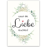 50 Stück Knicklichtschilder Hochzeit Schilder für Knicklichter "Lasst die Liebe leuchten" Design Boho-Hortensie Knicklichtkarten