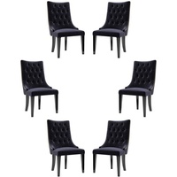Casa Padrino Esszimmerstuhl Luxus Barock Esszimmer Stuhl Set Lila / Schwarz / Gold 54 x 55 x H. 110 cm - Edle Küchen Stühle mit Samtstoff - Barock Stühle 6er Set - Esszimmer Möbel