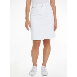 Tommy Hilfiger Damen »DNM A-LINE Skirt HW WW0WW41341 Jeansröcke, Weiß (Th Optic White), Webrock mit Logostickerei, Gr. 40, white, , 64775815-40