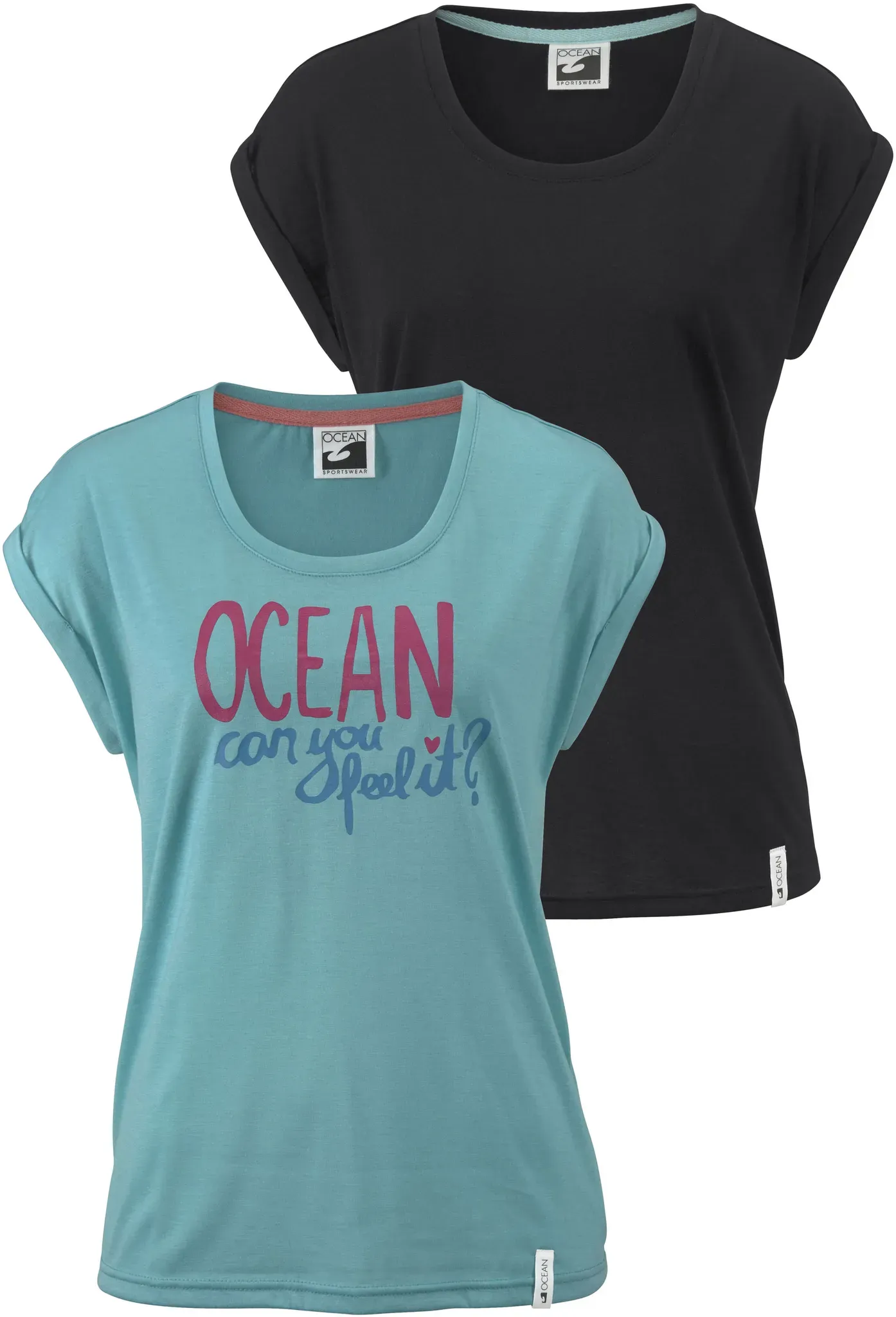 Ocean Sportswear T-Shirt, Kurzarm mit Aufschlag, lässiger Schnitt, mit Logodruck Ocean Sportswear Schwarz -Türkis 34