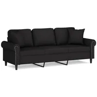 VidaXL 3-Sitzer-Sofa mit Zierkissen Schwarz 180 cm Samt