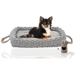 Rohrschneider ® Flauschiges Tierbett inkl. Gratis-Beigabe, Körbchen in Flechtoptik S