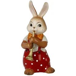Osterhase GOEBEL "Figur Hase - Süßer Flötenspieler", bunt, B:4cm H:8cm T:4cm, Steingut, Dekofiguren, Osterfigur, Dekofigur, Ostern, Osterdekoration