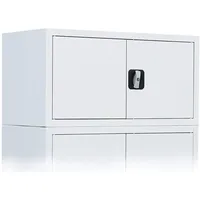 Lüllmann Steelboxx Büro - Aufsatzschrank mit Flügeltüren und Zylinderschloss mit Drehgriff Größe: 450 x 800 x 383 mm weiß