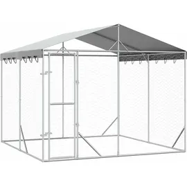 vidaXL Hundezwinger 3 x 3 x 2,5 m Stahl Silber