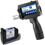 Eurannit Handheld Tintenstrahldrucker 12,7 mm, E15 Tragbare Handheld Tintenstrahldrucker Gun 4,3 Zoll LED Touchscreen, für Text Logo Datum Chargennummer QR Barcode Druck auf jeder Oberfläche
