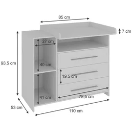 Vicco Paula, 110 x 93.5 cm, mit Wickelaufsatz