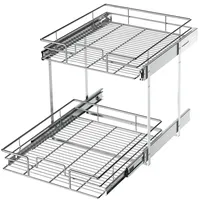 LOVMOR Ausziehbarer Schrank-Organizer mit 2 Ebenen, 43,2 x 53,3 cm (B x T), ausziehbare Küchenschrank-Aufbewahrung, Schieberegale