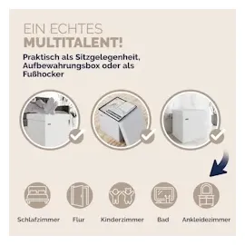 CASARIA Sitzhocker Weiß Kunstleder 38x38x38cm faltbar