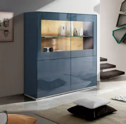 Modena-living von Munari Highboard in Dunkelgrau/ Asteiche