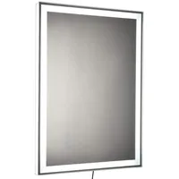 kleankin Badezimmerspiegel LED-Spiegel Nebelfreier Wandspiegel Touch-Schalter Alu 70 x 50 x 3 cm
