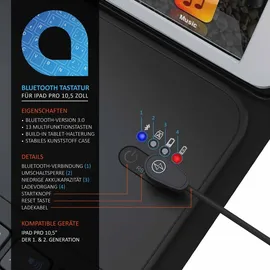 Aplic Tablet-Tastatur, Kunstledercase für iPad Pro 10,5", Bluetooth Keyboard mit Apple Layout