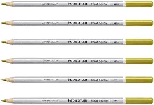 Karat Aquarell Aquarellstift - Olivgrün (hochwertig, weiche Mine, intensive Farben) 6 Stück