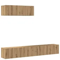 vidaXL 3-tlg. TV-Schrank-Set Wandmontage 3440 x 980 x 30 cm Braun Holzwerkstoff