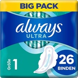 Always Ultra Binden Damen Normal, Damenbinden mit Flügeln, Big Pack, 26 Stück, Größe 1 (26 Stück)