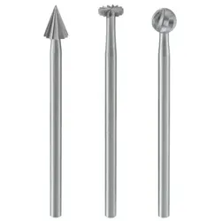 Feinfräsersatz (Wolfram-Vanadiumstahl), 3-teilig (Rad, Kugel, Kegel)