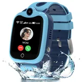 Smartwatch Kinder, 4G Kinder Smartwatch mit GPS und Telefon, IP68 Wasserdicht GPS Uhr Kinder mit SOS Videoanruf Voice Chat Schulmodus Spiel Wecker Kinderuhr Geschenk für Mädchen und Jungen 3-14 Jahren