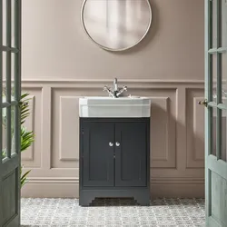 Traditioneller Waschtischunterschrank mit Waschbecken 570mm (Farbe wählbar) | Farbe & Design der Griffe wählbar - Thornton