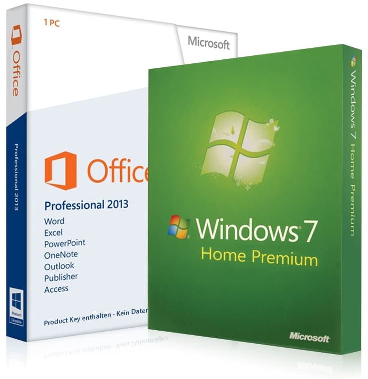 Windows 7 Home Premium + Office 2013 Professional + Lizenzschlüssel