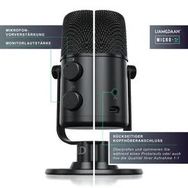Liam&daan USB Podcast Mikrofon schwenkbar Kopfhöreranschluss / Monitorfunktion