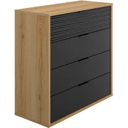 Kommode GAMI, beige (helvezia eiche nachbildung), B:106cm H:103cm T:45cm, Spanplatte, Sideboards, Kommode mit 4 Schubladen zur Aufbewahrung
