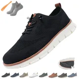 Ultrabequeme, Stützende Schuhe Für Männer, Ortho-Stretch-Polsterschuhe, Herren-Freizeitschuhe Mit Mesh-Einsätzen, Atmungsaktiv, Leichte, Weiche Sohle, Slip On Shoes(Schwarz,47) - 47 EU