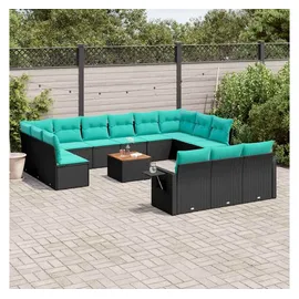 vidaXL Gartensofa-Set 14-tlg. schwarz
