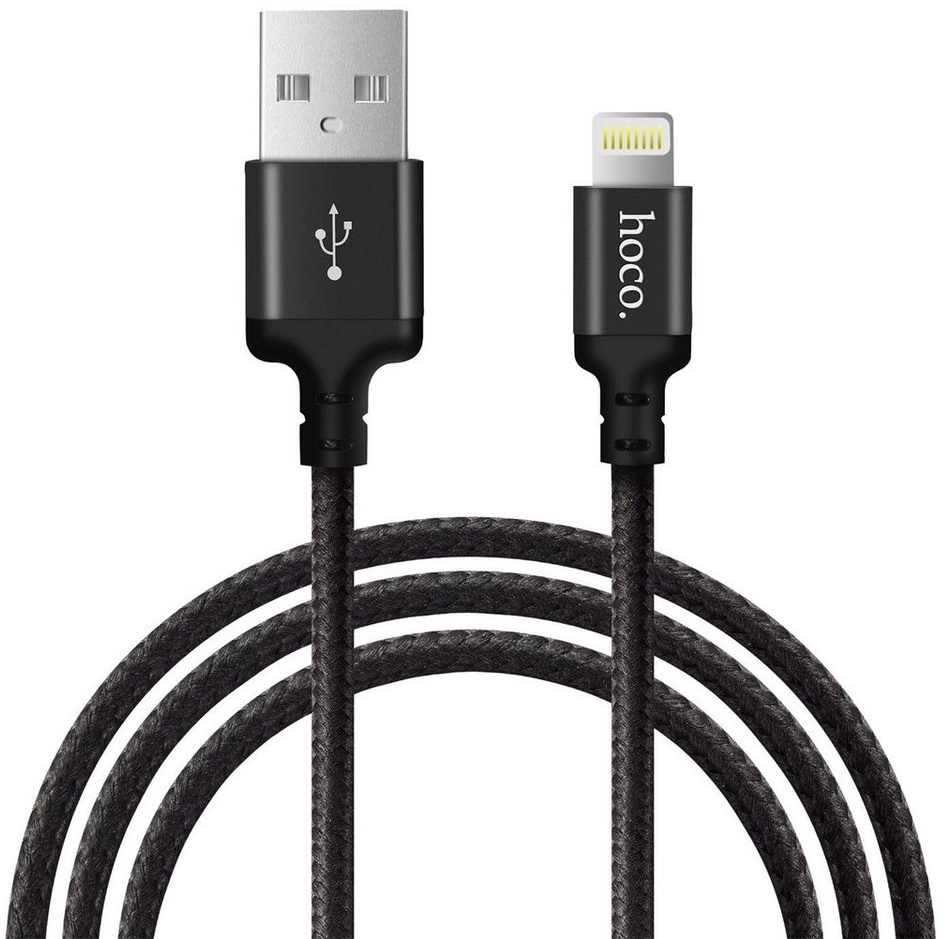 HOCO X14 USB Daten & Ladekabel bis zu 2.4A Ladestrom Smartphone-Kabel, Lightning, USB Typ A (200 cm), Hochwertiges Aufladekabel für iPhone, iPad oder den iPod schwarz